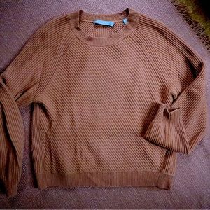 Vince cashmere blend burnt orange ribbed slightly cropped sweater